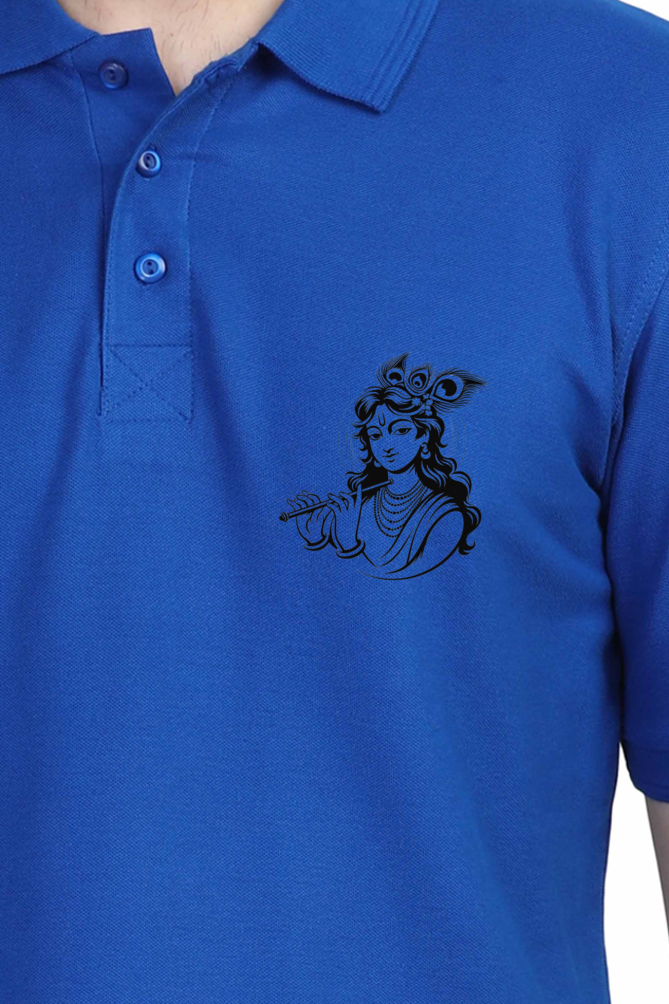 Men's Polo T-Shirt - Elegant Krishna Design