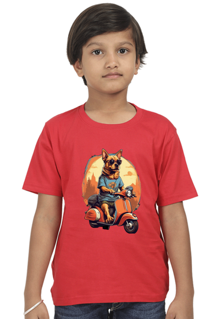 Kid's T-Shirt - Cool Doggie on Scooter