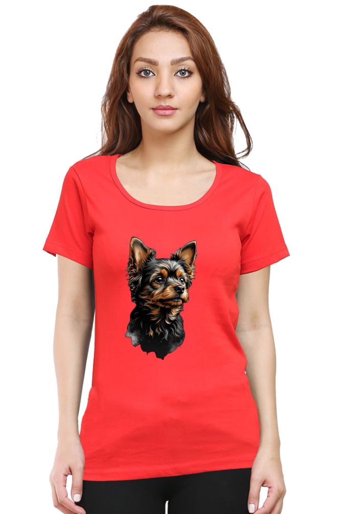 Women's Half Sleeve T-Shirt - Cute Dog Design