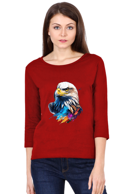 Women's Full Sleeve T-Shirt - "Eagle Modern Art" Design