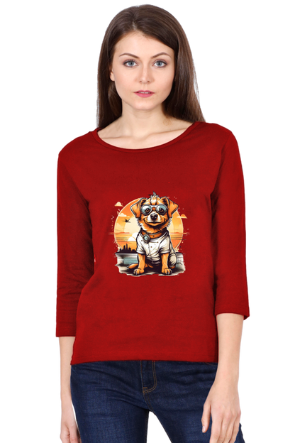 Women's Full Sleeve T-Shirt - "Adorable Pup" Design