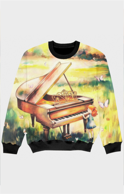 Girl's All-Over Print Shirt - "Girl With Piano" Design