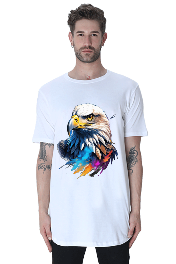 Men's Longline Curved T-Shirt - Vulture Modern Art