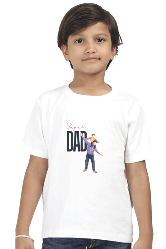 Boy's Round Neck Half Sleeve Classic T-Shirt - "Super Dad" Design