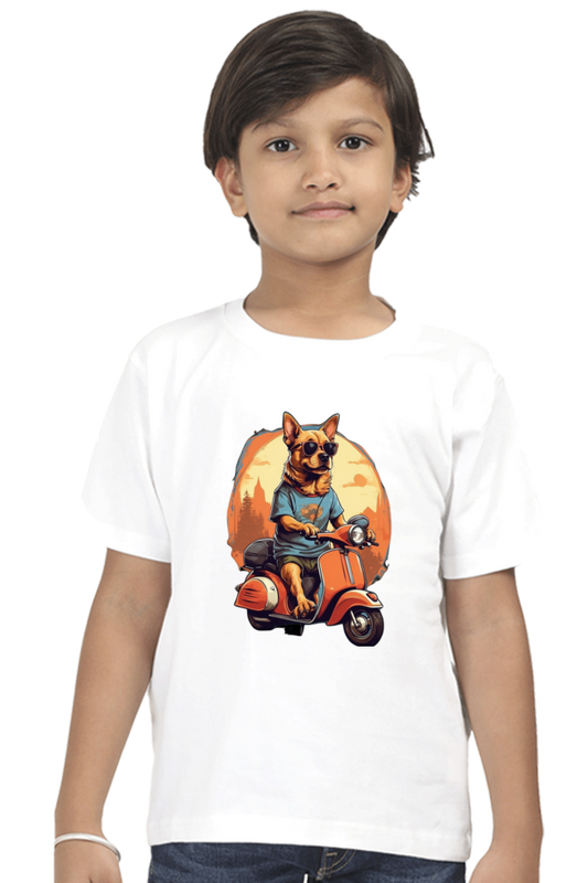 Kid's T-Shirt - Cool Doggie on Scooter