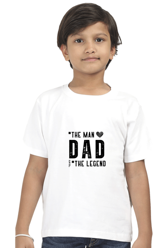 Boy's Round Neck Half Sleeve Classic T-Shirt - "Dad - The Legend" Design