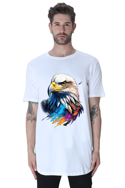 Men's Longline Curved T-Shirt - Vulture Modern Art