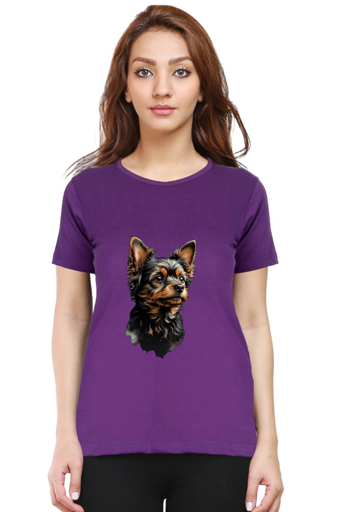 Women's Half Sleeve T-Shirt - Cute Dog Design