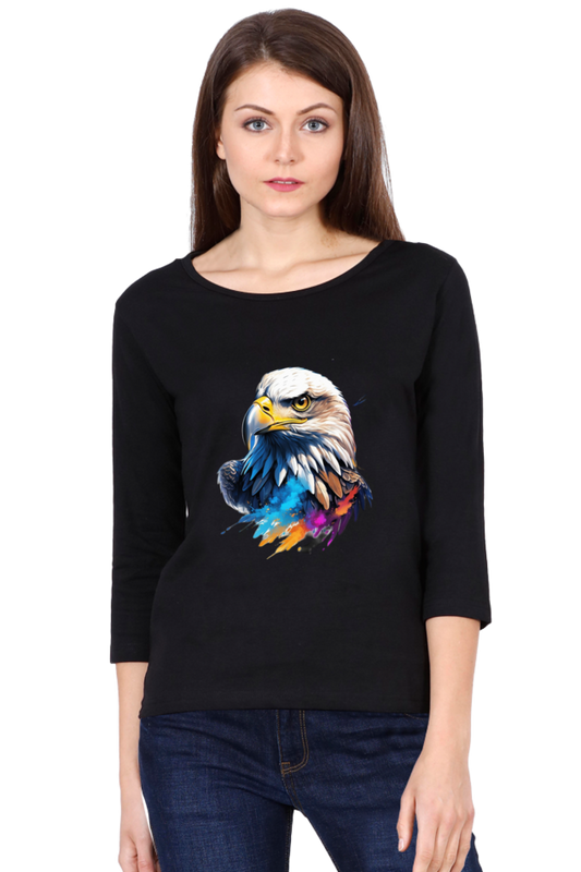 Women's Full Sleeve T-Shirt - "Eagle Modern Art" Design