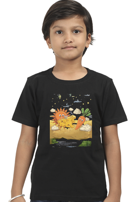 Boy's Round Neck Half Sleeve Classic T-Shirt - "Cheese is Cool" Design