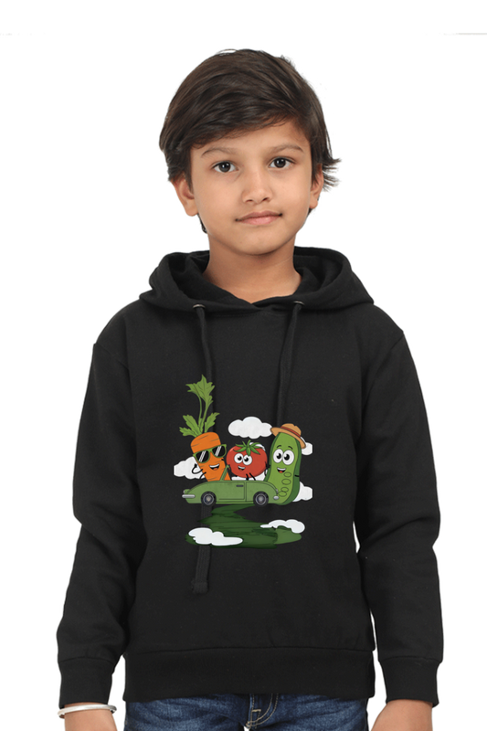 Kids Hooded Sweatshirt - "Travelling Veggies" Design