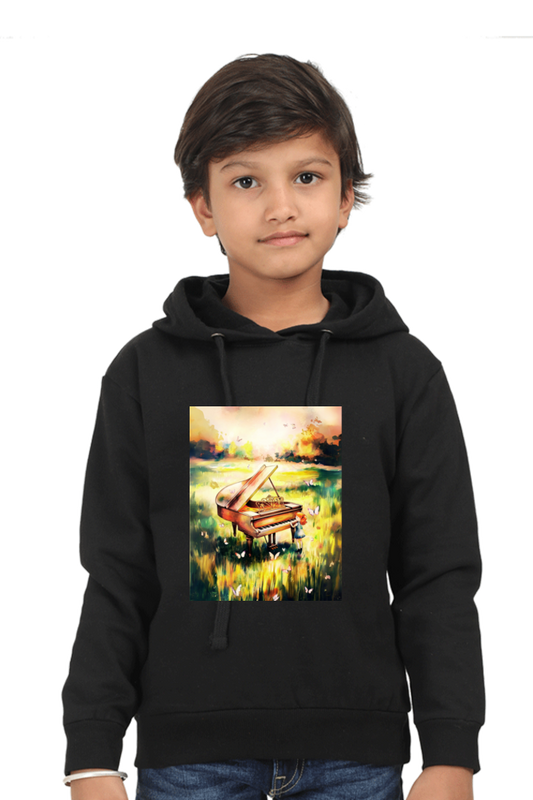 Kids Hooded Sweatshirt - "Girl With Piano" Design