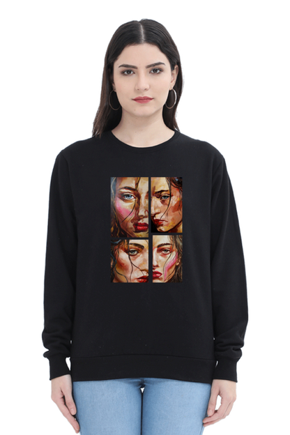 Women's Full Sleeve T-Shirt - Multi-Expression Portrait Design