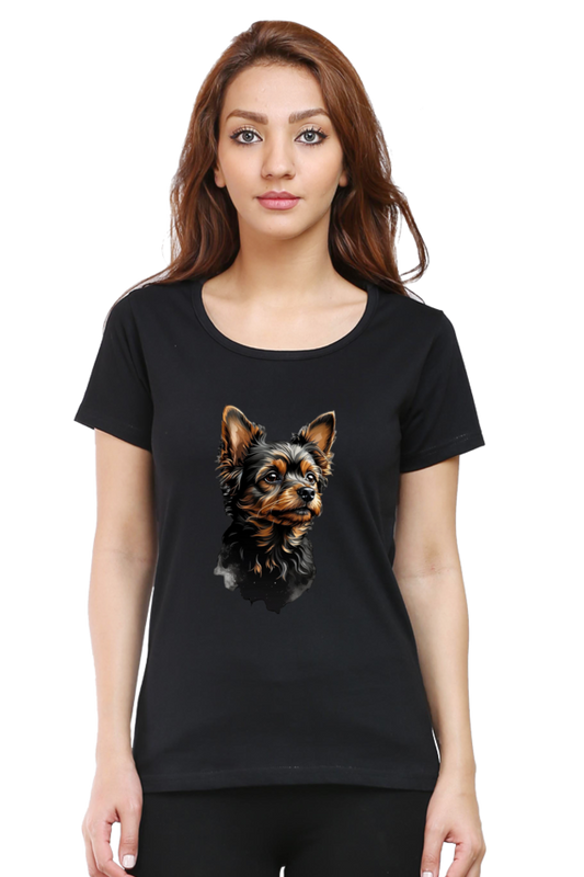 Women's Half Sleeve T-Shirt - Cute Dog Design