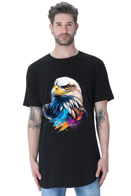 Men's Longline Curved T-Shirt - Vulture Modern Art