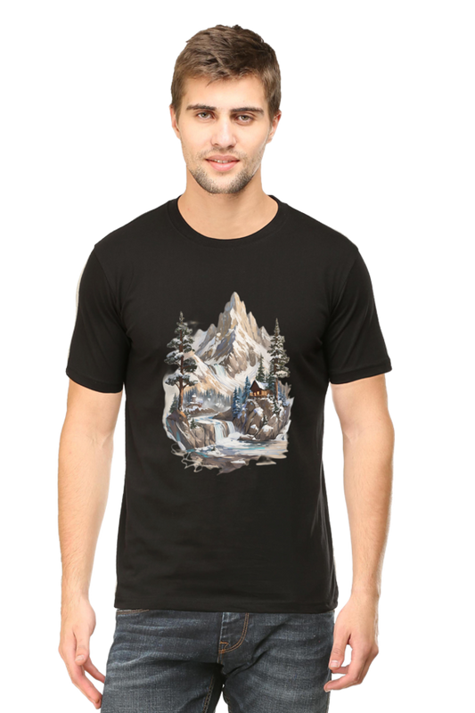 Regular Men's T-Shirt - "Mountain Scenery" Design