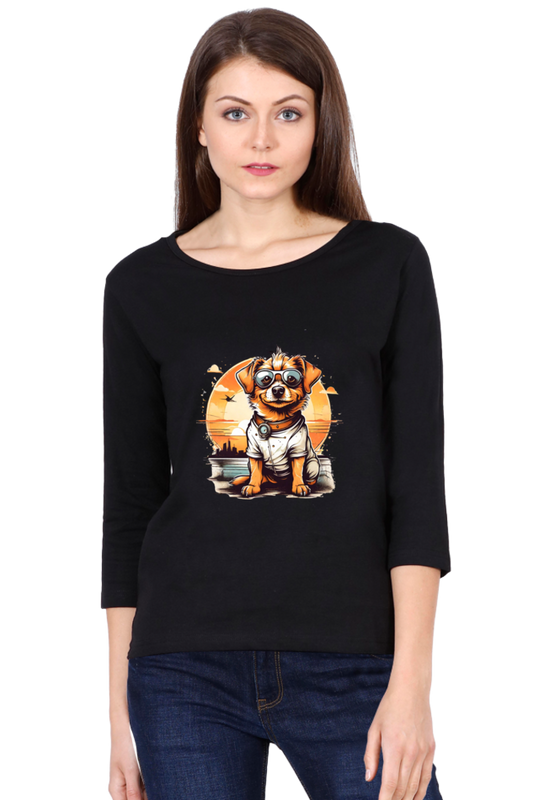 Women's Full Sleeve T-Shirt - "Adorable Pup" Design