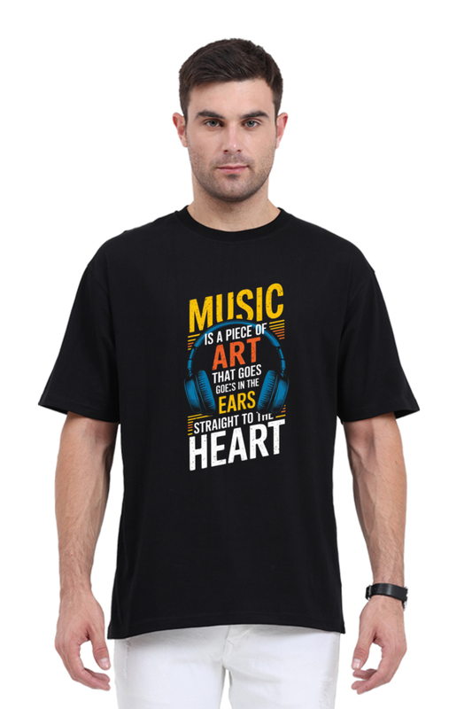 Unisex Oversized T-Shirt - "Music is a Piece of Art" Quote Design