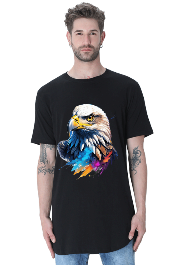 Men's Longline Curved T-Shirt - Vulture Modern Art