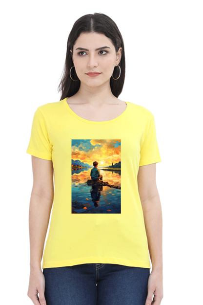 Women's Scenic Round Neck T-Shirt – Nature’s Beauty in Every Thread