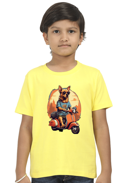 Kid's T-Shirt - Cool Doggie on Scooter