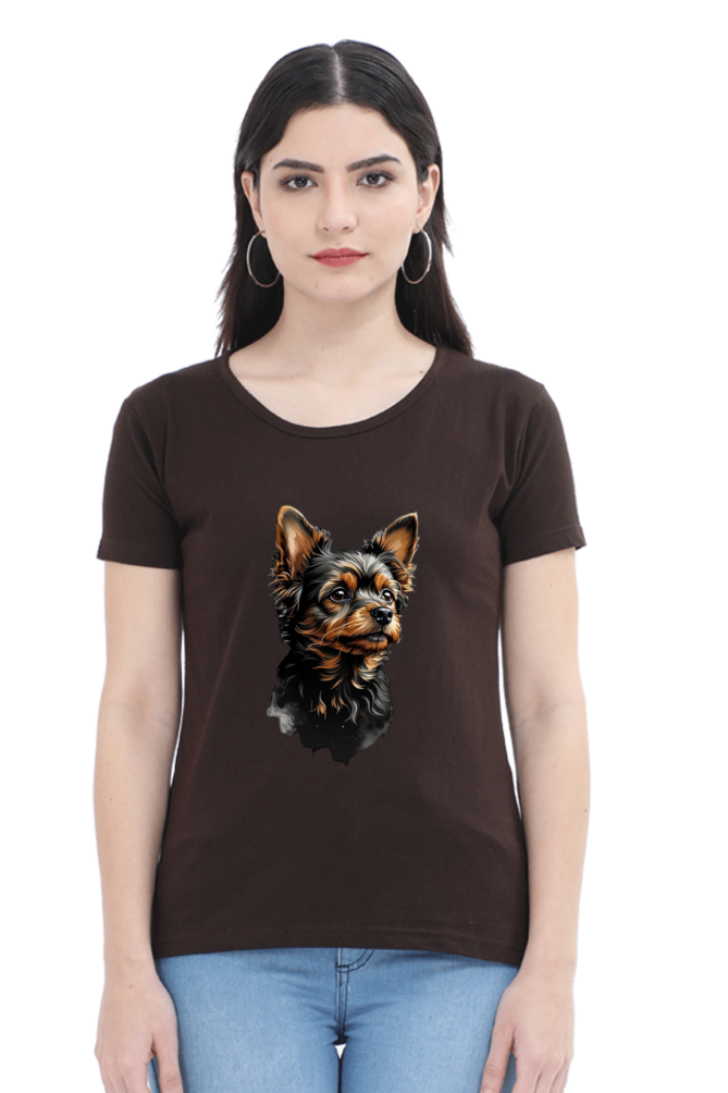 Women's Half Sleeve T-Shirt - Cute Dog Design