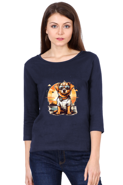 Women's Full Sleeve T-Shirt - "Adorable Pup" Design