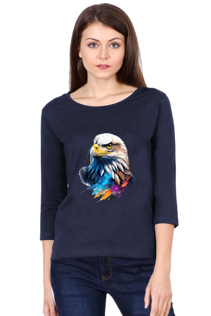Women's Full Sleeve T-Shirt - "Eagle Modern Art" Design