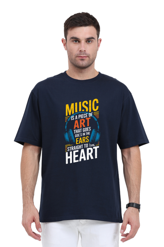 Unisex Oversized T-Shirt - "Music is a Piece of Art" Quote Design