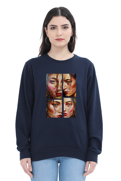 Women's Full Sleeve T-Shirt - Multi-Expression Portrait Design