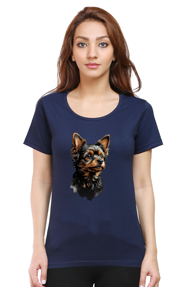 Women's Half Sleeve T-Shirt - Cute Dog Design