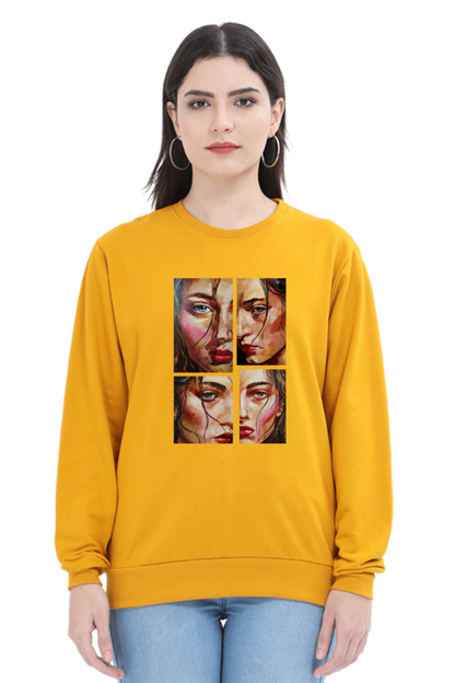Women's Full Sleeve T-Shirt - Multi-Expression Portrait Design