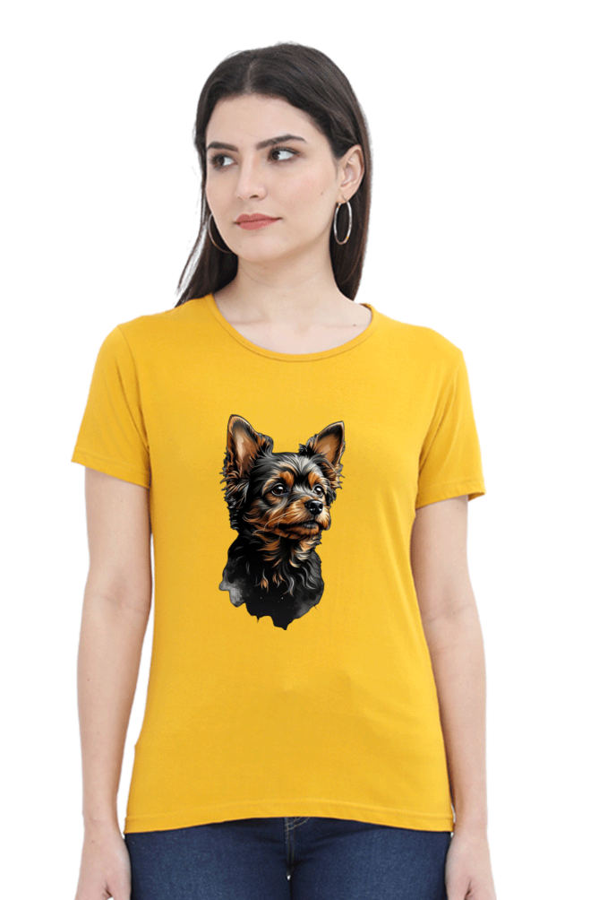 Women's Half Sleeve T-Shirt - Cute Dog Design