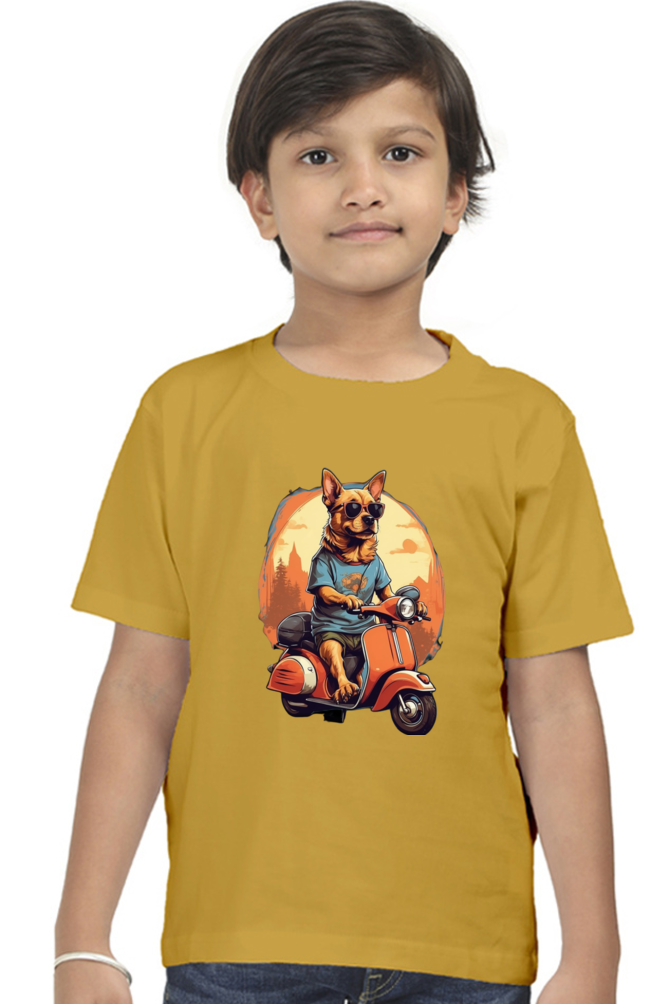 Kid's T-Shirt - Cool Doggie on Scooter