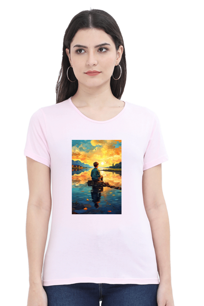 Women's Scenic Round Neck T-Shirt – Nature’s Beauty in Every Thread