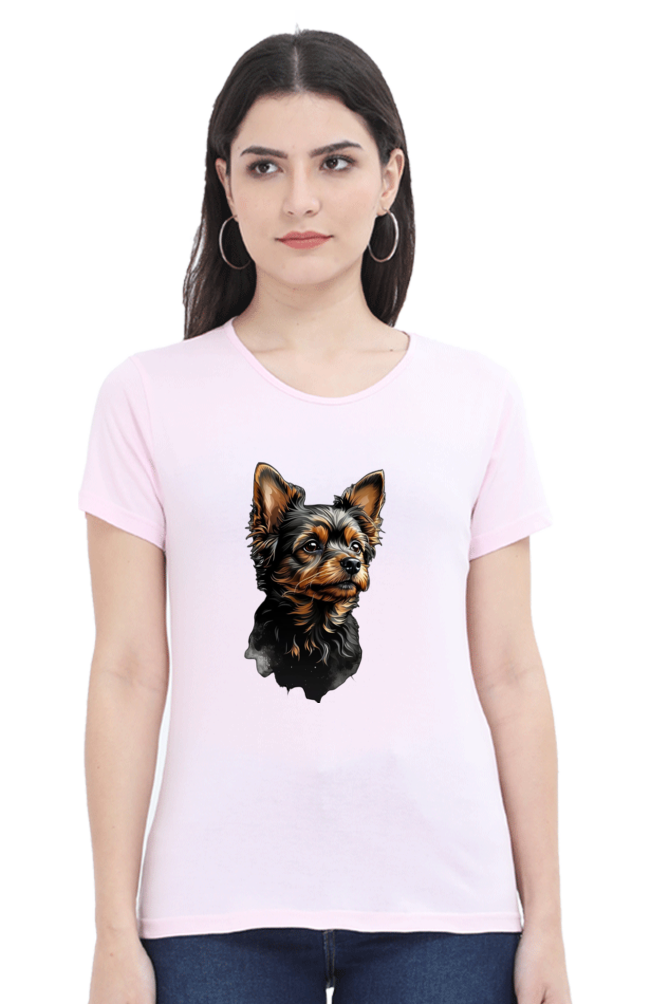 Women's Half Sleeve T-Shirt - Cute Dog Design