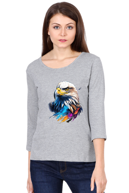 Women's Full Sleeve T-Shirt - "Eagle Modern Art" Design