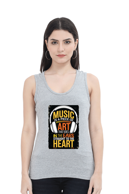 Female Tank Top - "Music Is a Piece of Art" Design