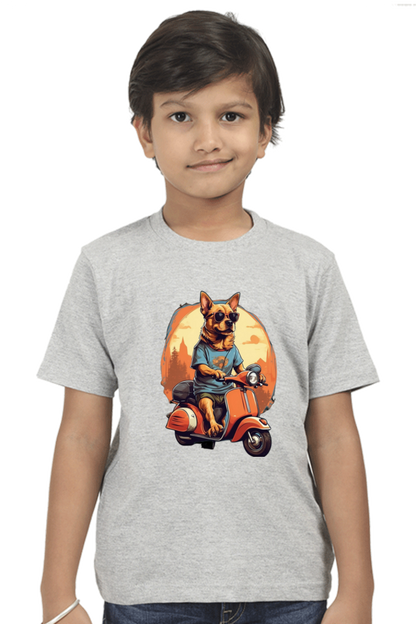 Kid's T-Shirt - Cool Doggie on Scooter