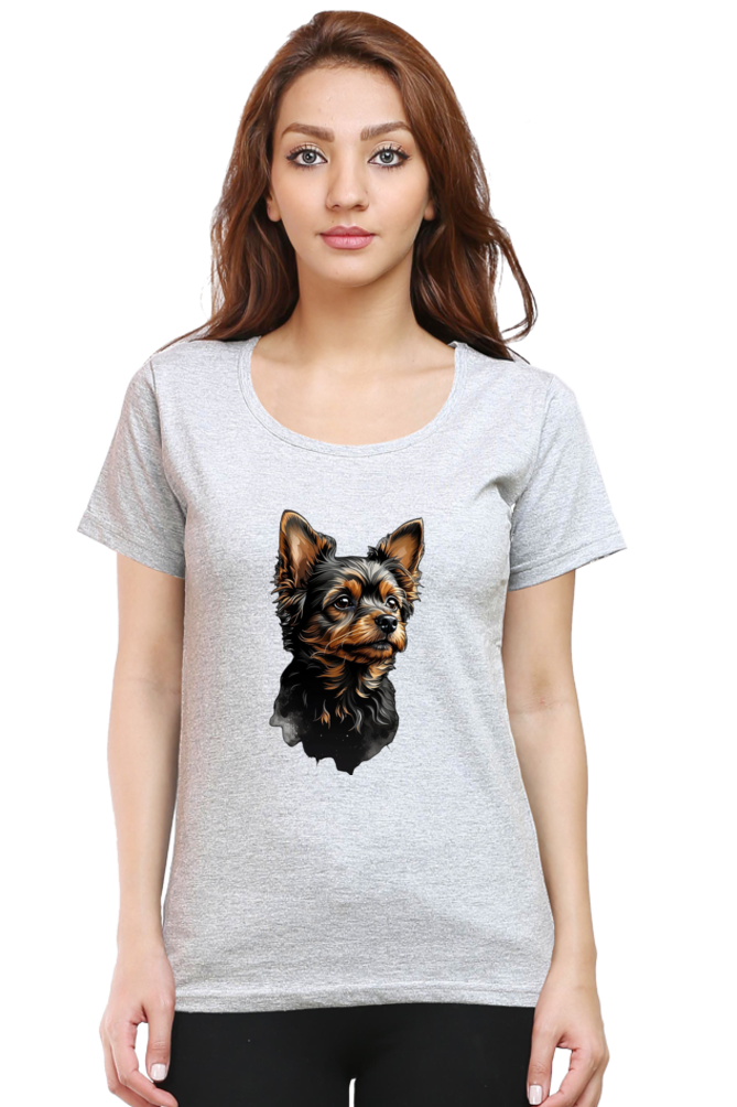 Women's Half Sleeve T-Shirt - Cute Dog Design