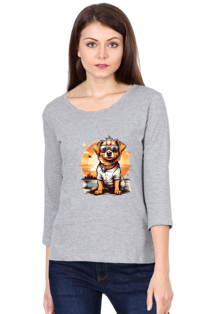 Women's Full Sleeve T-Shirt - "Adorable Pup" Design