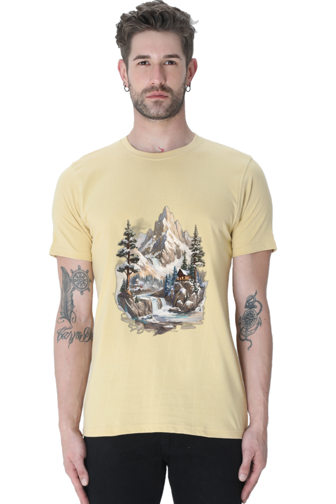 Regular Men's T-Shirt - "Mountain Scenery" Design