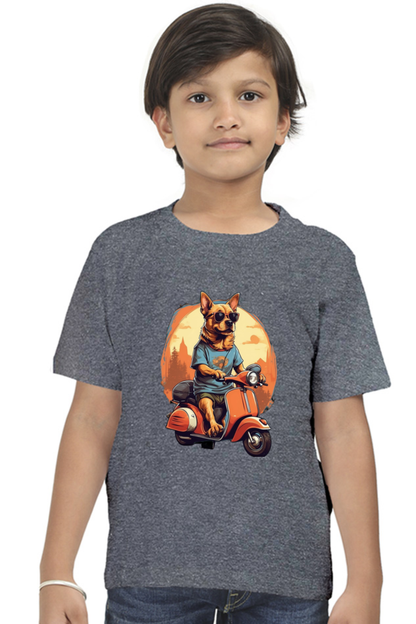 Kid's T-Shirt - Cool Doggie on Scooter