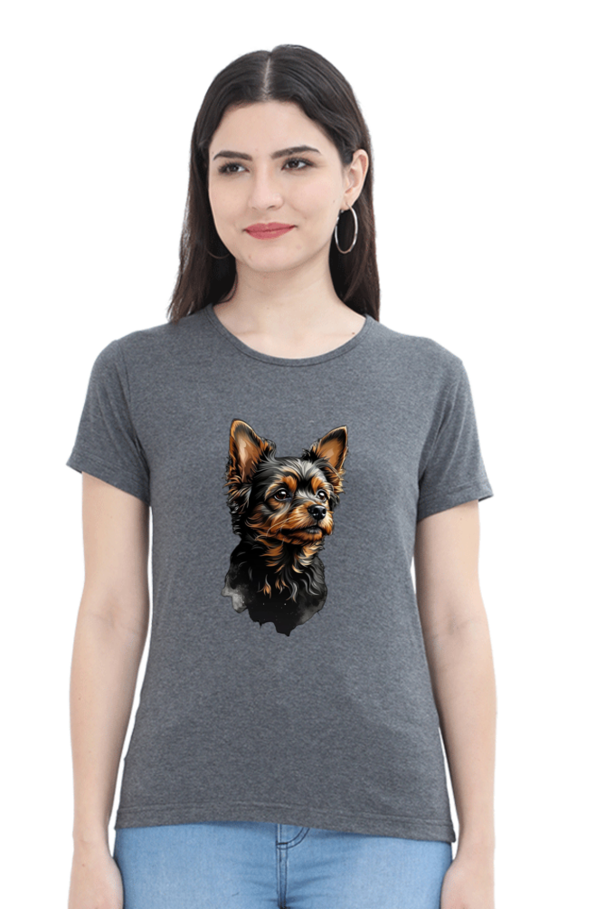 Women's Half Sleeve T-Shirt - Cute Dog Design