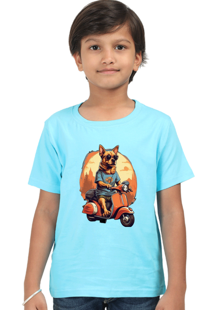 Kid's T-Shirt - Cool Doggie on Scooter