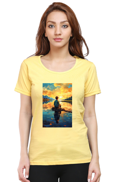 Women's Scenic Round Neck T-Shirt – Nature’s Beauty in Every Thread