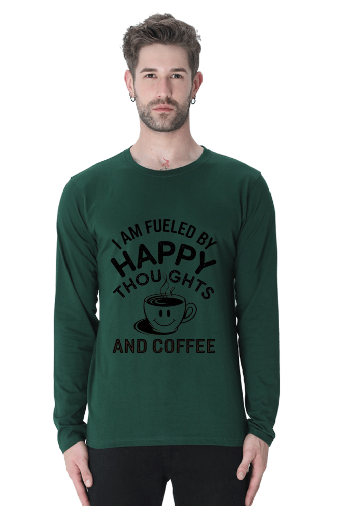 Men's T-Shirt - "Fueled by Happy Thoughts and Coffee" Design