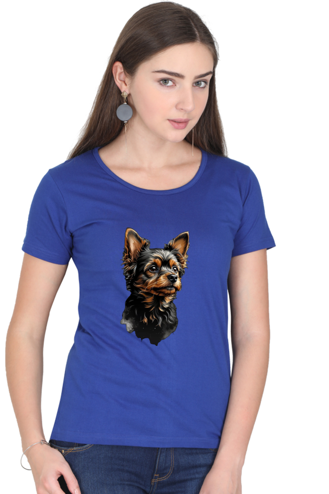 Women's Half Sleeve T-Shirt - Cute Dog Design