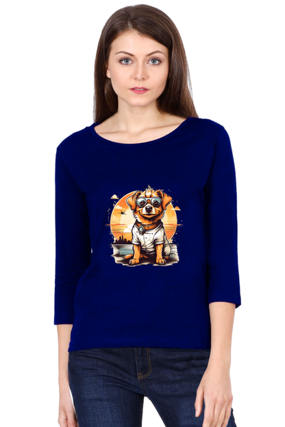 Women's Full Sleeve T-Shirt - "Adorable Pup" Design